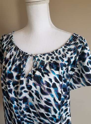**Ann Taylor Leopard Print Blouse Top Purple/Blue Large** Women's Clothing Deals